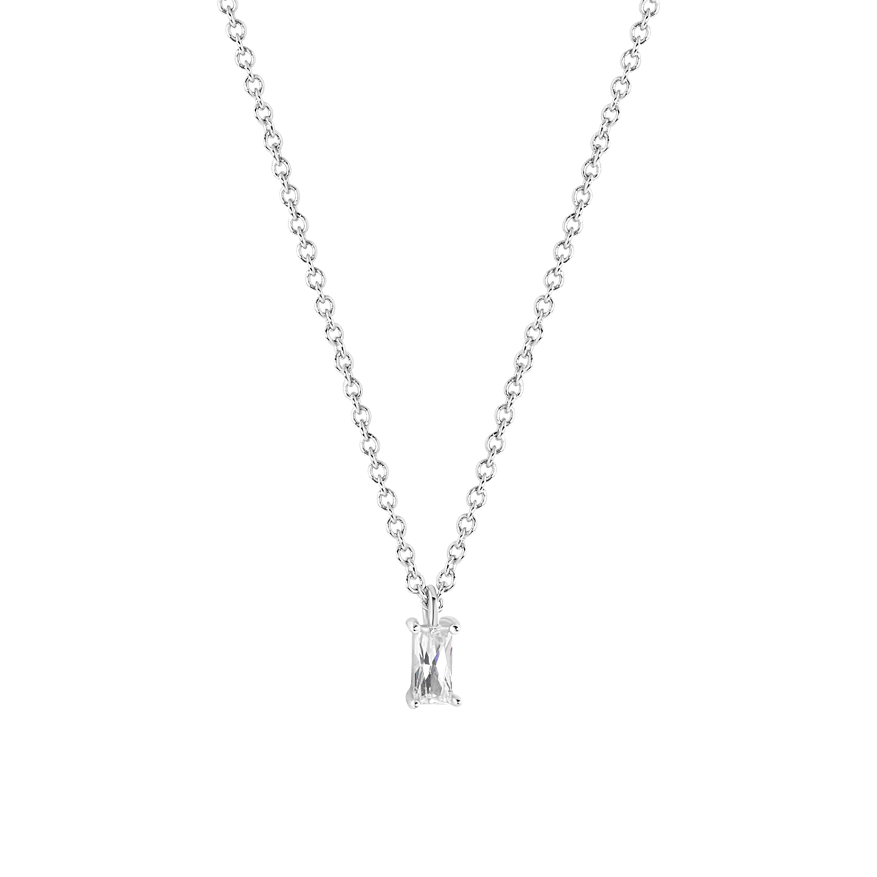Zilveren ketting met hanger baguette