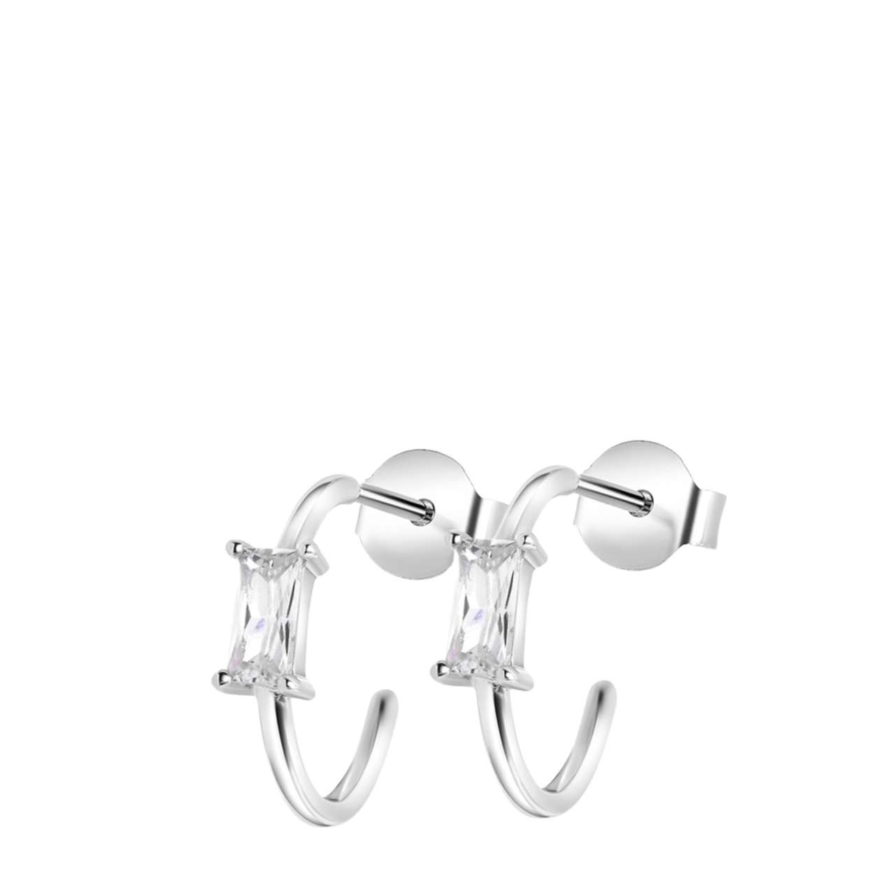 Ohrringe, 925 Silber, Baguetteschliff