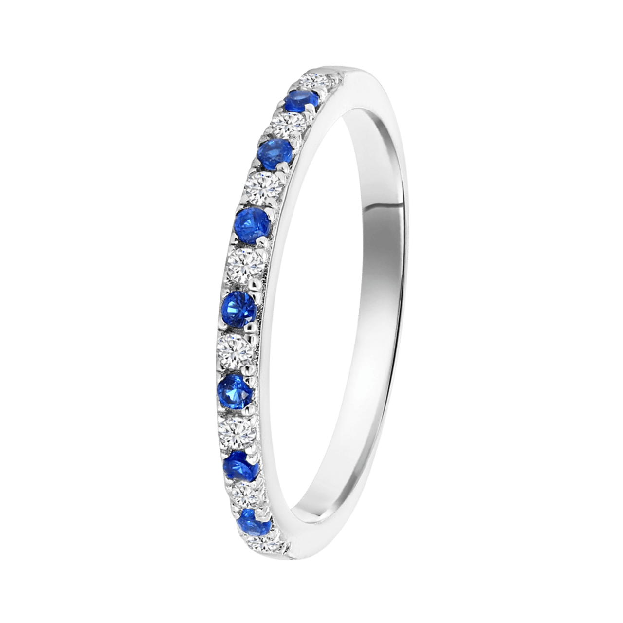Zilveren ring met witte en blauwe zirkonia