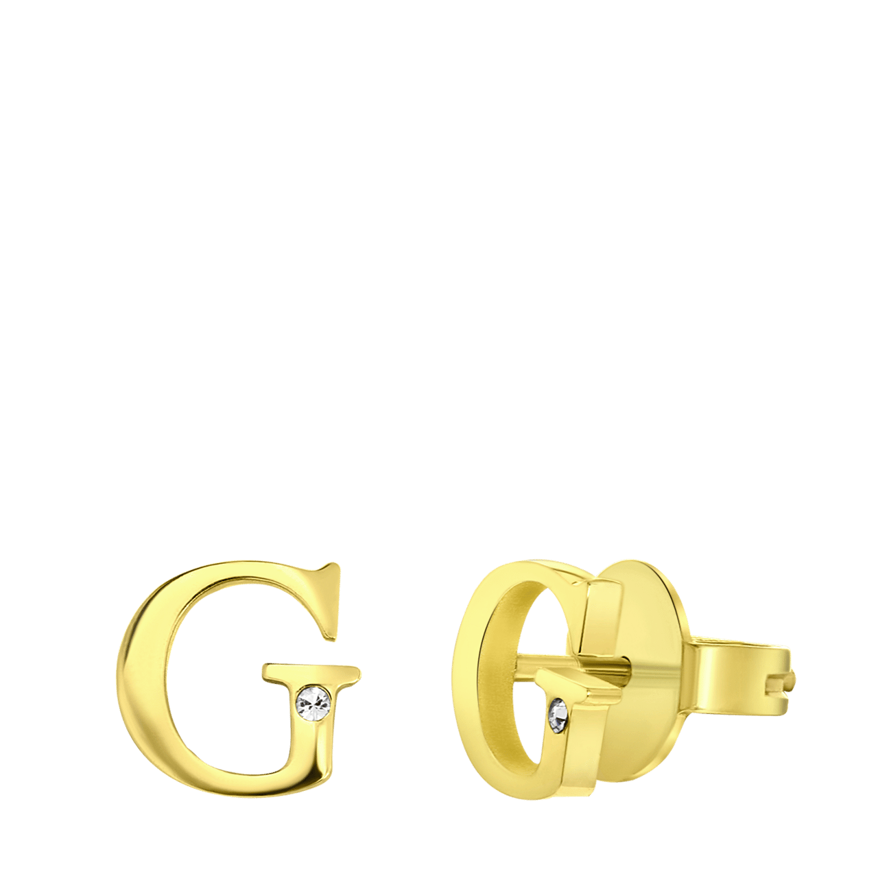 Guess stainless steel goldplated oorknoppen met kristal voor dames