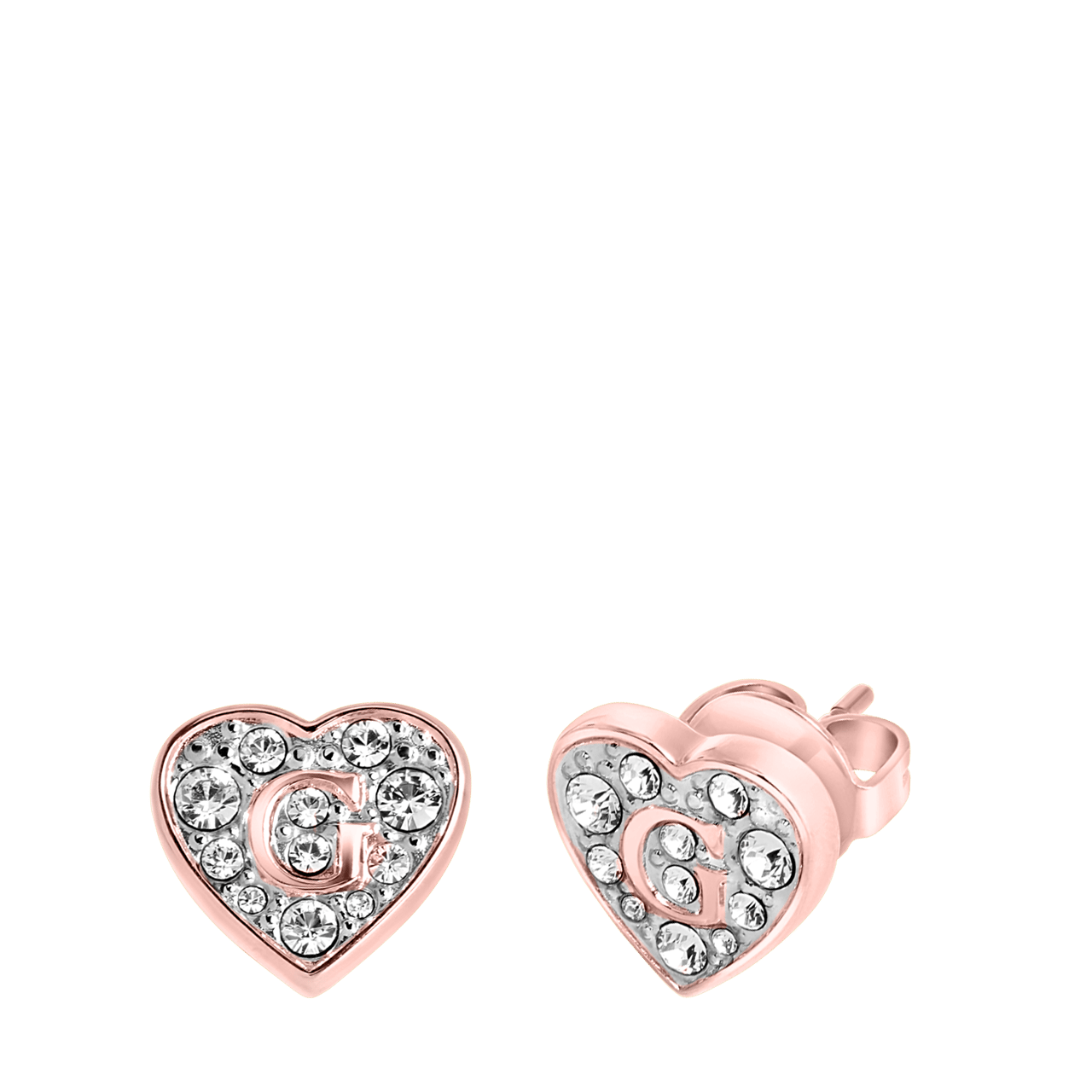 Guess stalen roseplated oorbellen hart G SHINE