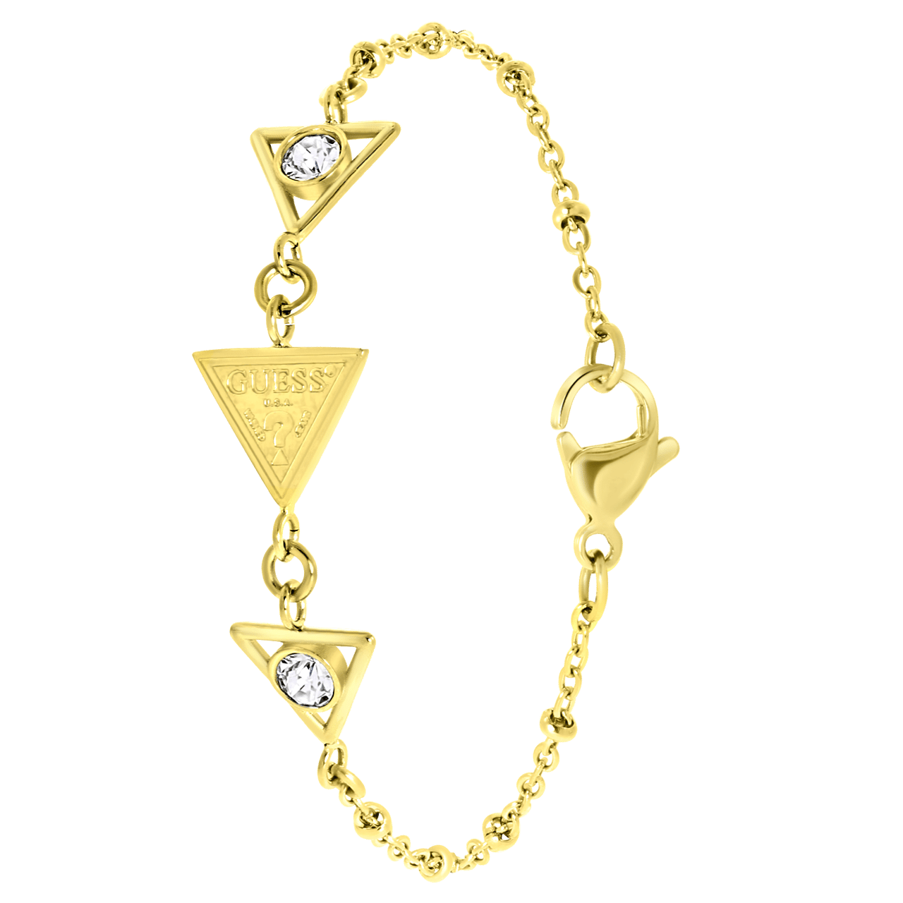 Guess stainless steel goldplated fantasiearmband met hanger met kristal voor dames