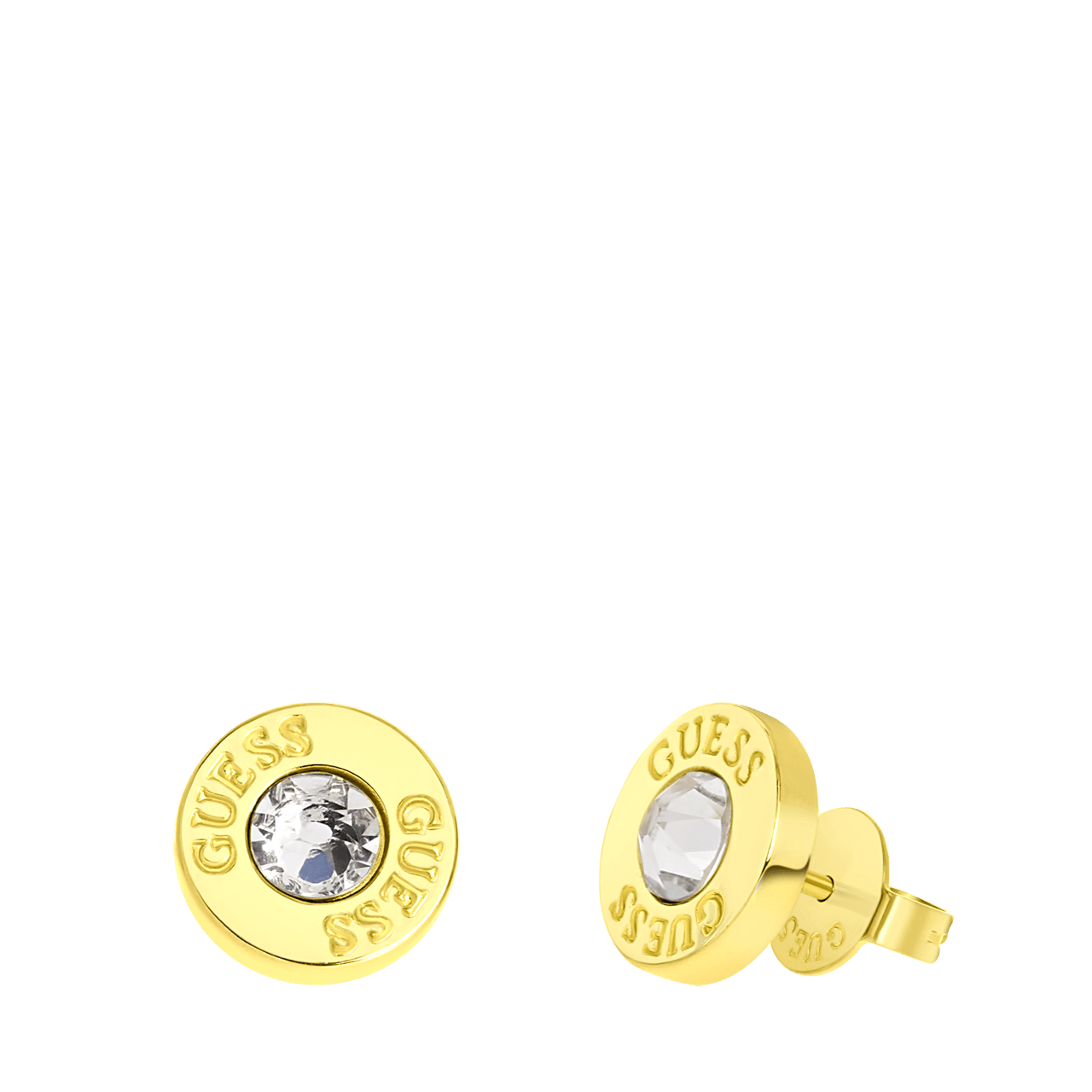 Guess stainless steel goldplated oorknoppen met kristal voor dames