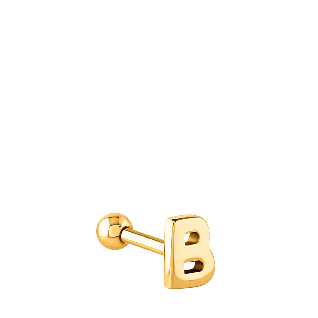 Stainless steel goldplated helixpiercing met letter voor dames