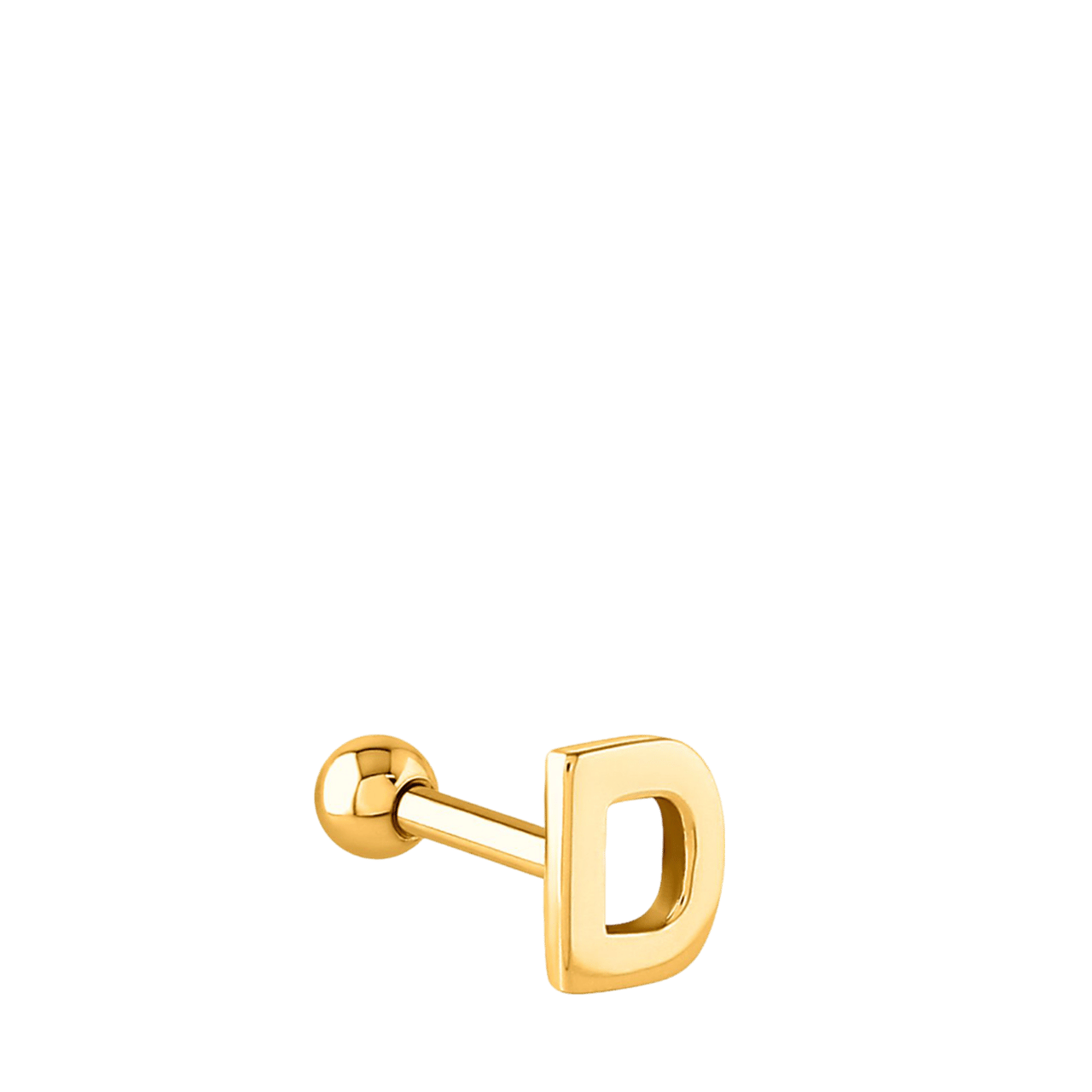 Stalen helixpiercing gold letter