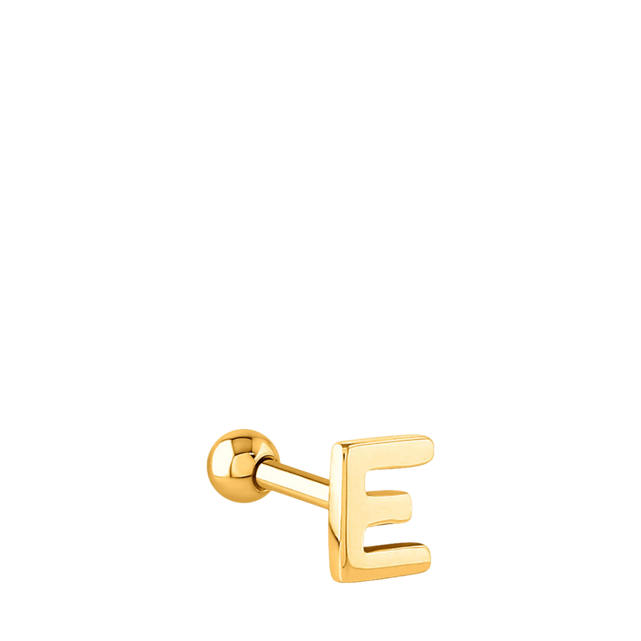 Stainless steel goldplated helixpiercing met letter voor dames