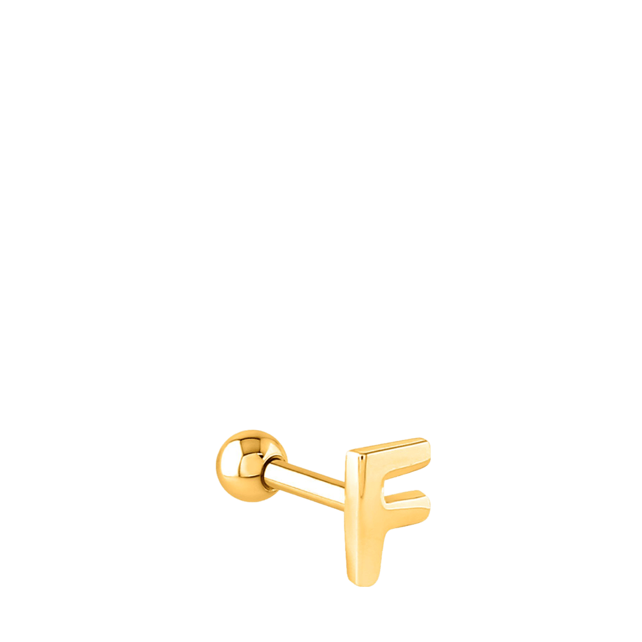 Stainless steel goldplated helixpiercing met letter voor dames