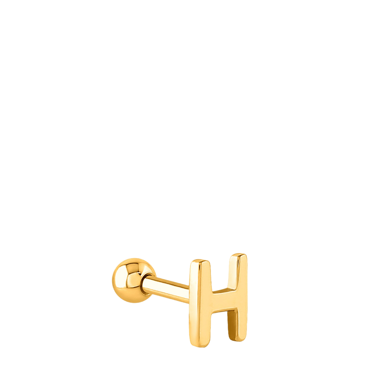 Stainless steel goldplated helixpiercing met letter voor dames