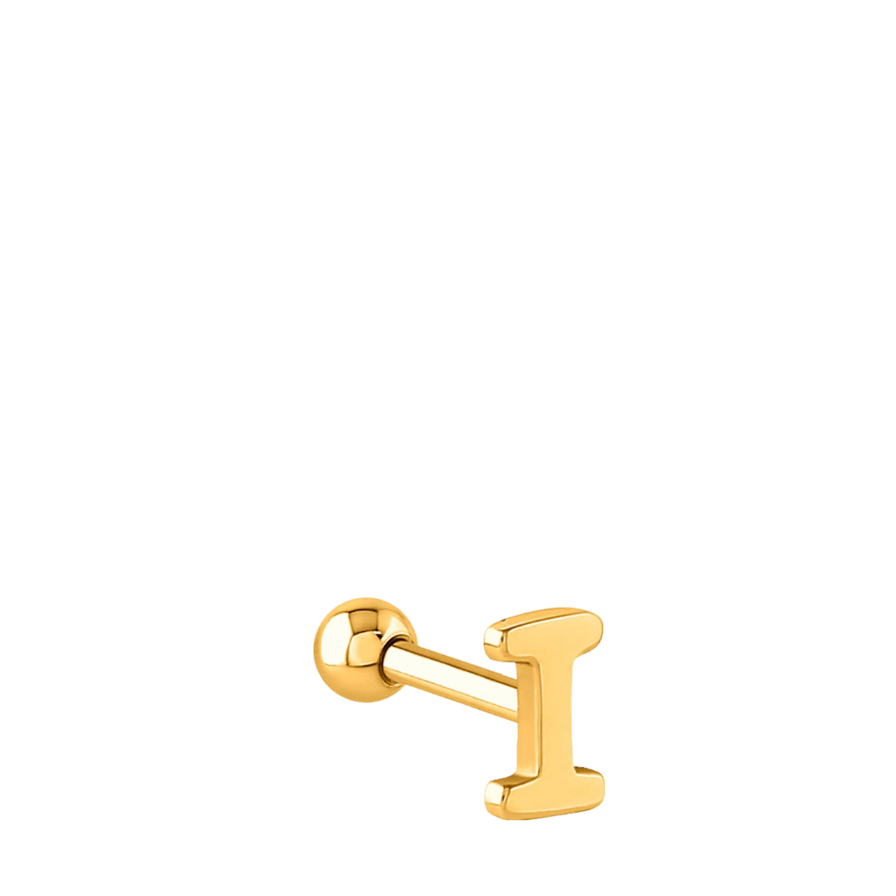 Stalen helixpiercing gold letter