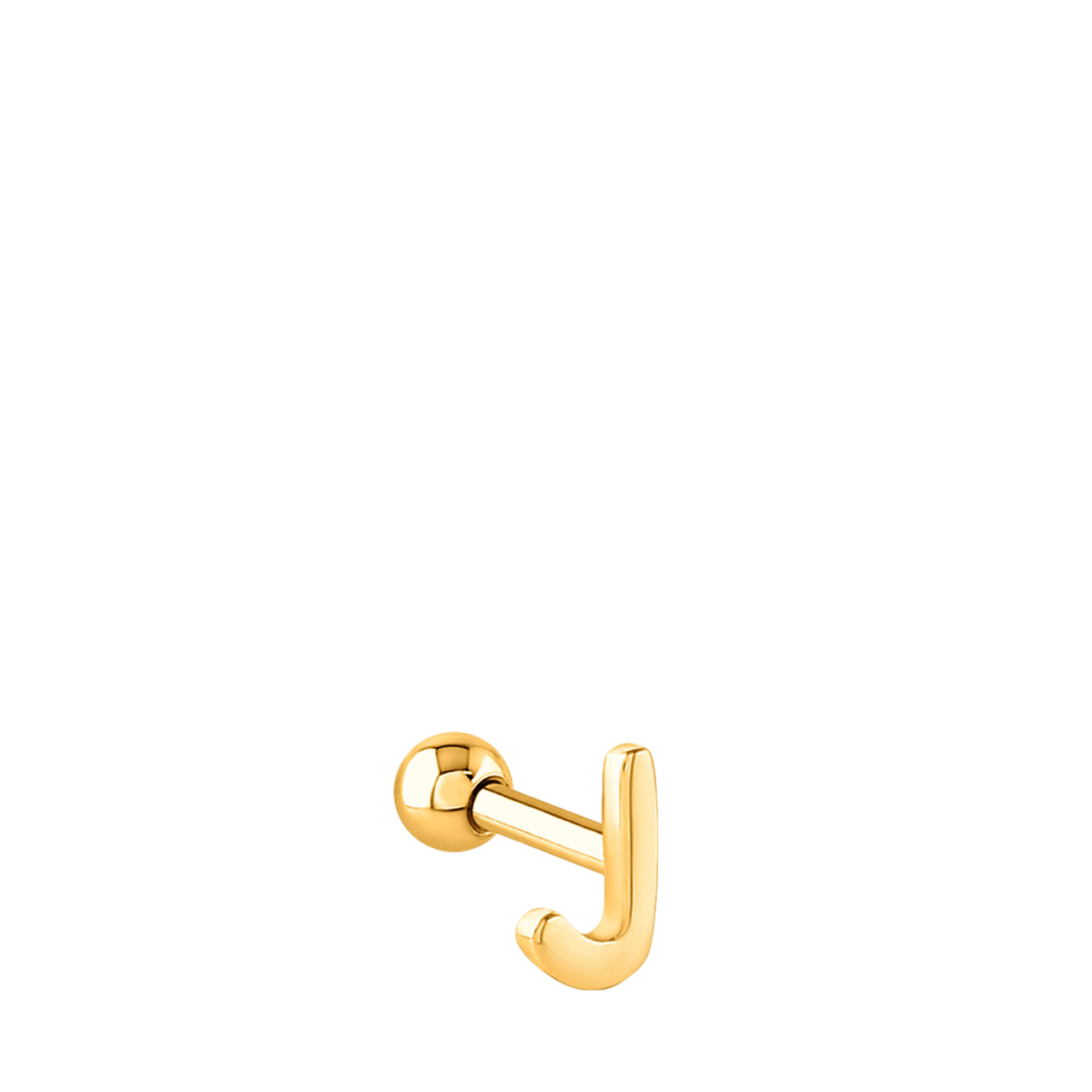 Stainless steel goldplated helixpiercing met letter voor dames