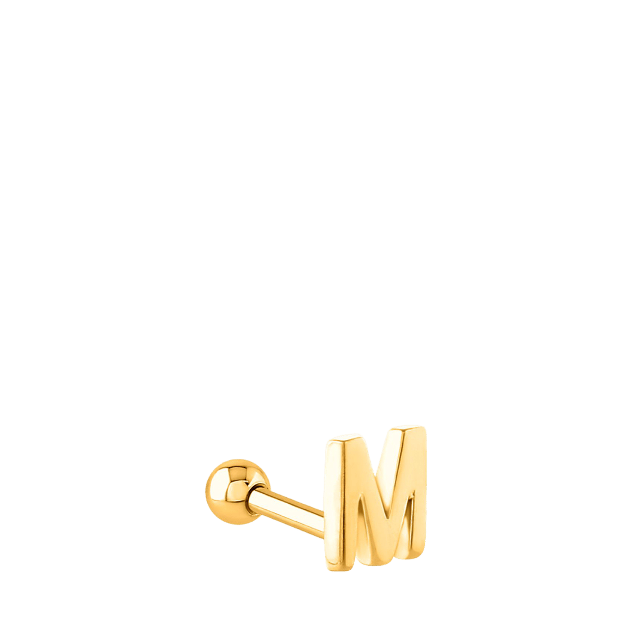 Stalen goldplated helixpiercing met letter voor dames