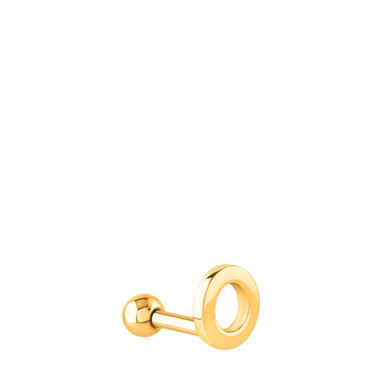 Stalen goldplated helixpiercing met letter voor dames