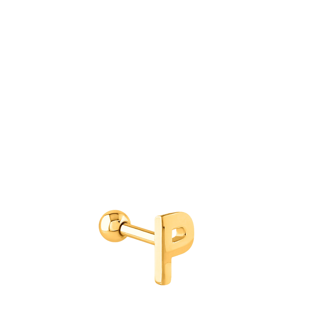 Stainless steel goldplated helixpiercing met letter voor dames