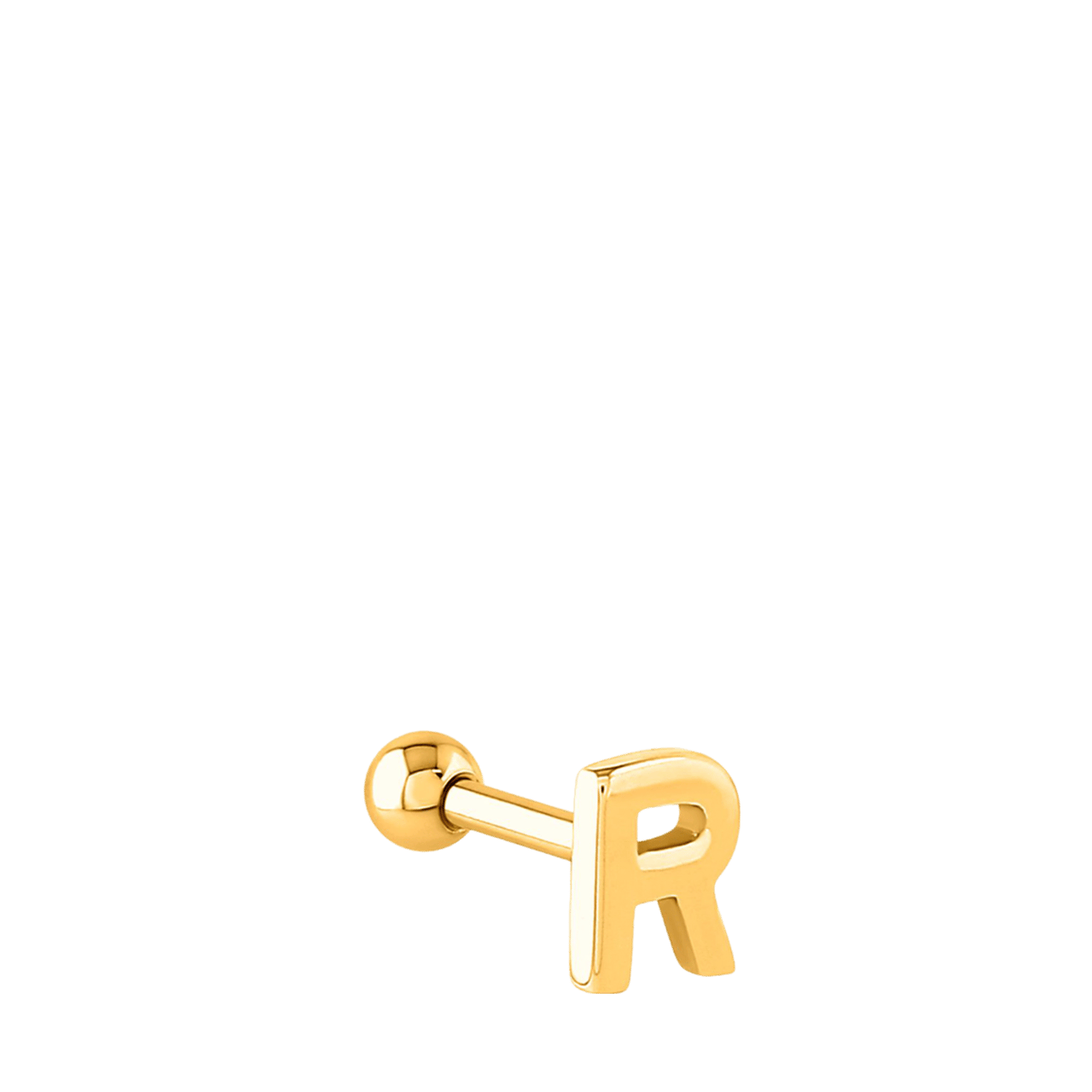 Stalen helixpiercing gold letter