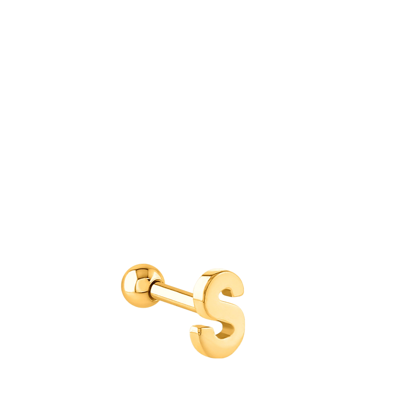 Stalen goldplated helixpiercing met letter voor dames