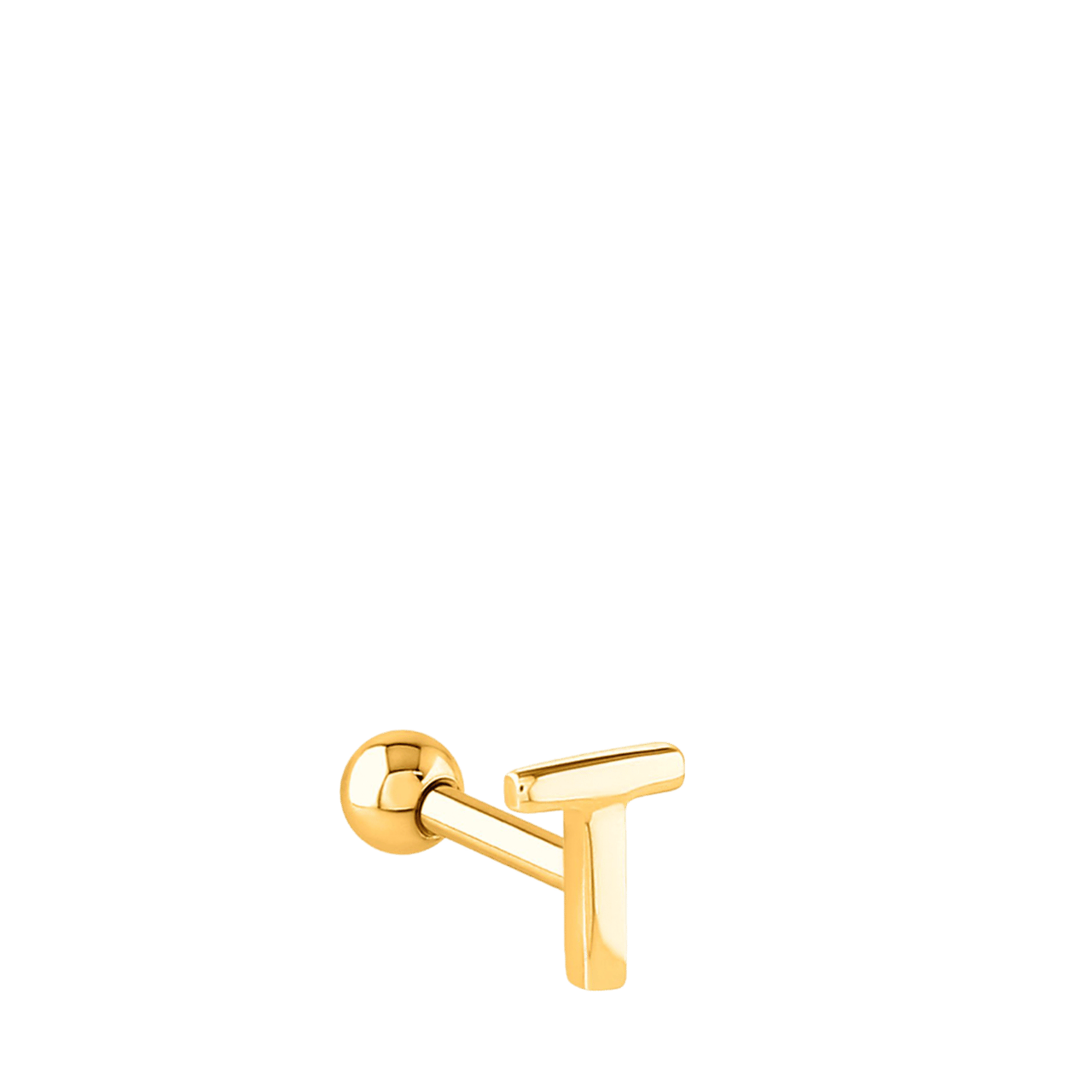 Stainless steel goldplated helixpiercing met letter voor dames