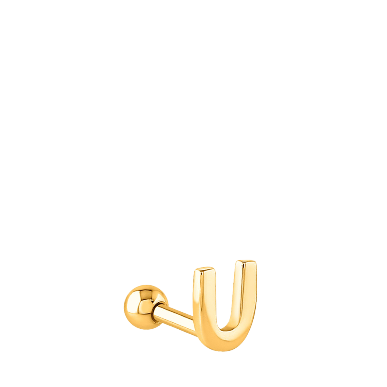 Stainless steel goldplated helixpiercing met letter voor dames