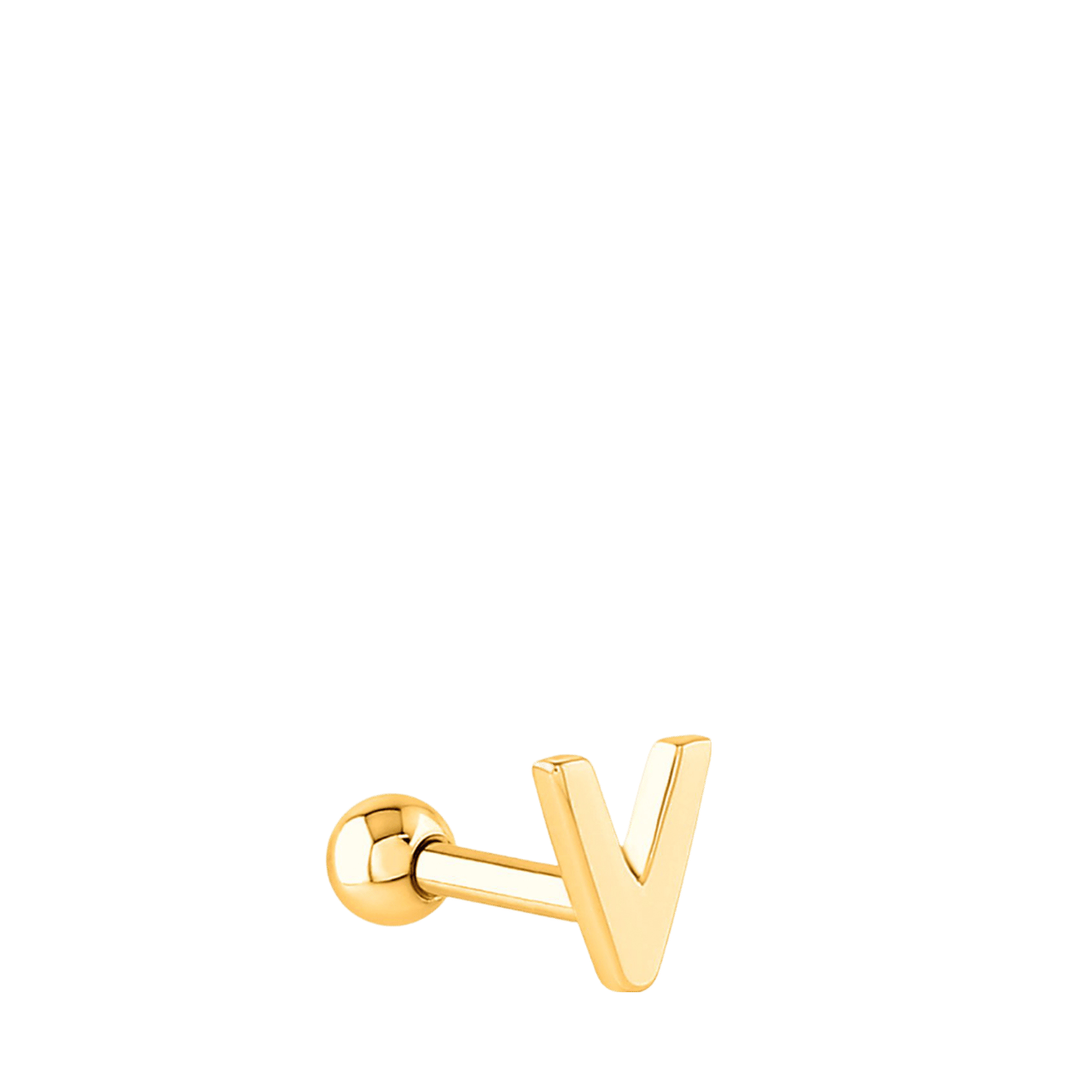 Stainless steel goldplated helixpiercing met letter voor dames