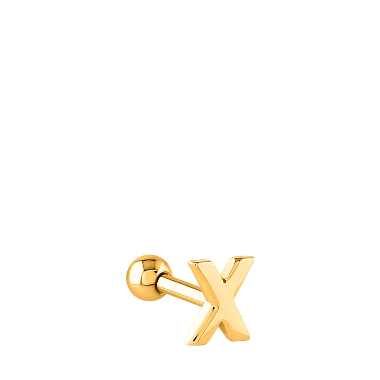 Stalen goldplated helixpiercing met letter voor dames