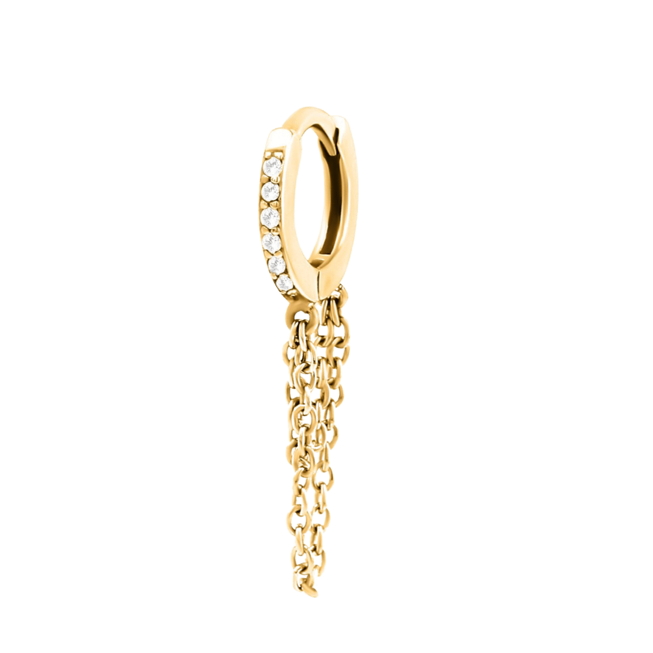 Stainless steel helixpiercing gold kristal+ketting
