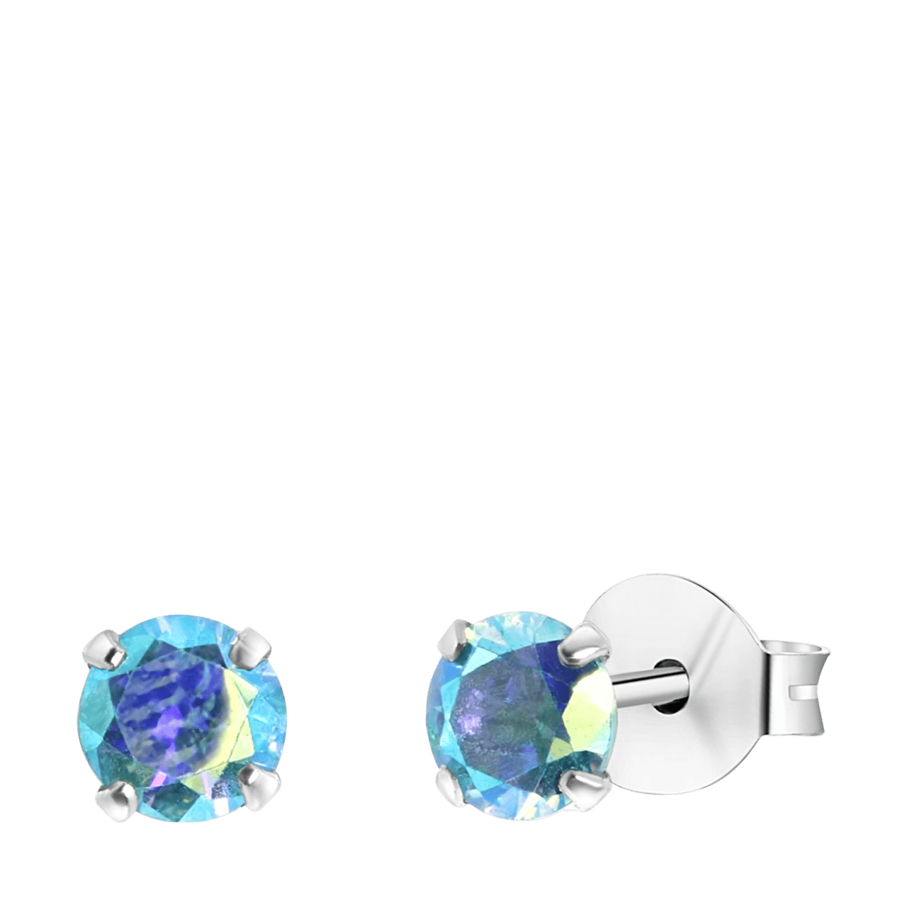 Kinderohrringe, 925 Silber, mit Kristall in Aqua, rund