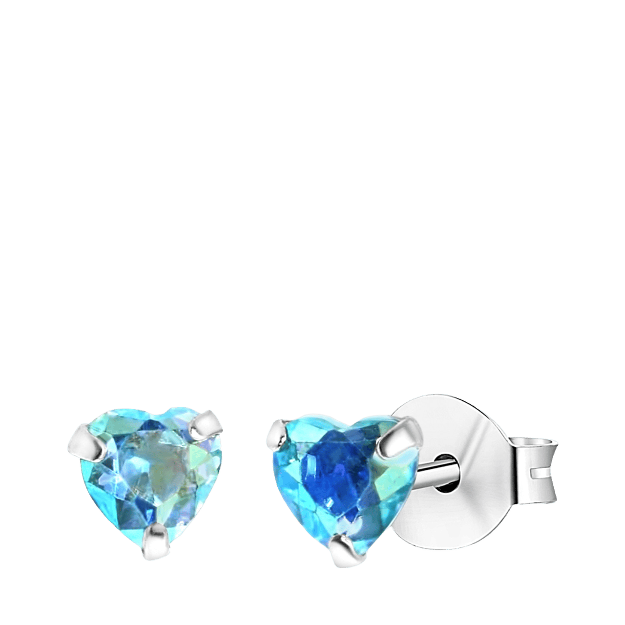 Kinderohrringe, 925 Silber, mit Kristall in Aqua, Herz