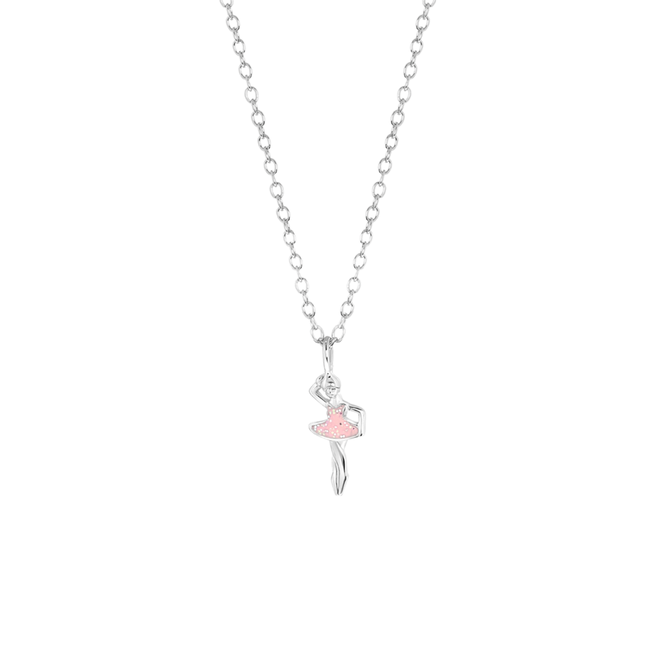 Zilveren kinderketting hanger ballerina emaille