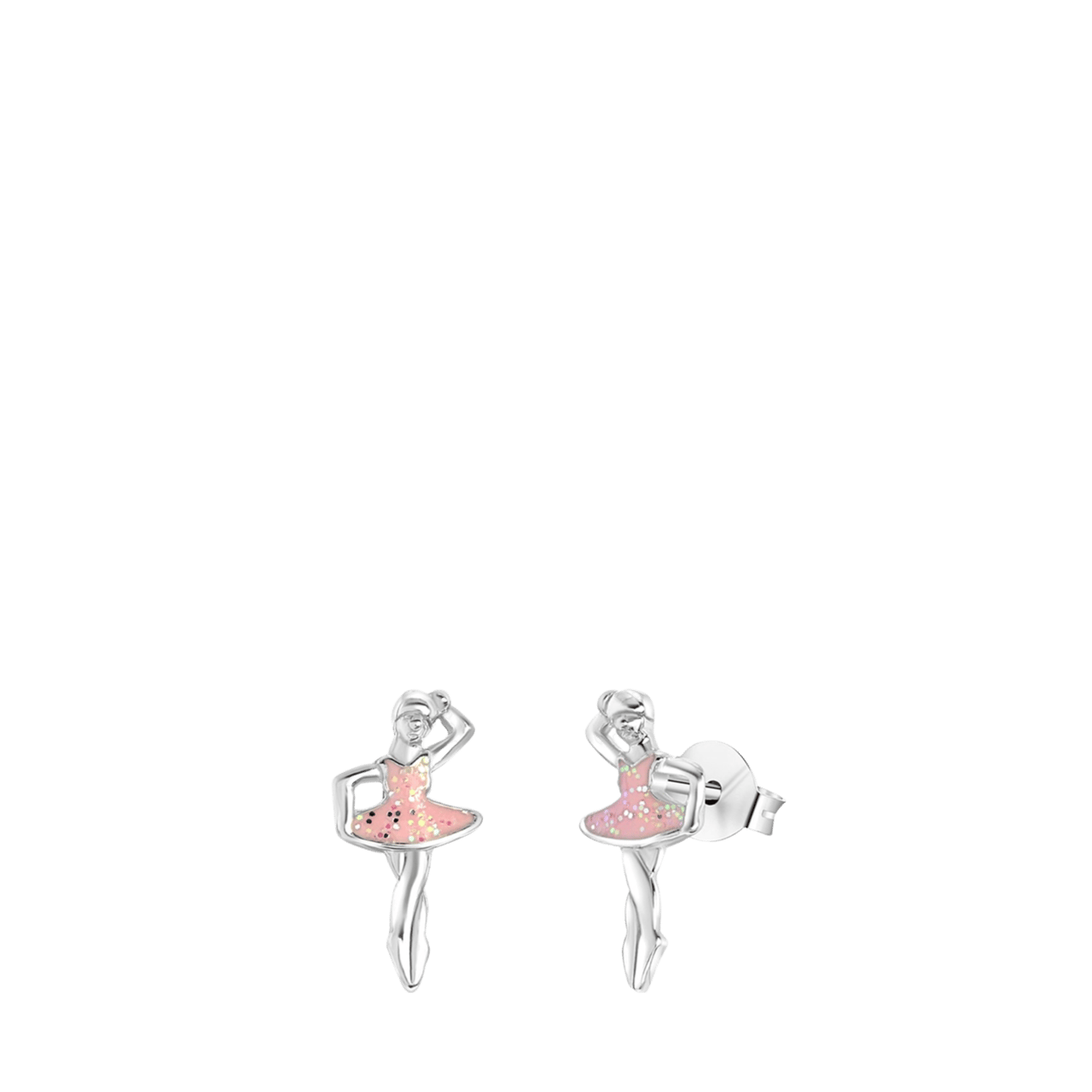 Kinderohrringe, 925 Silber, Ballerina, Emaille