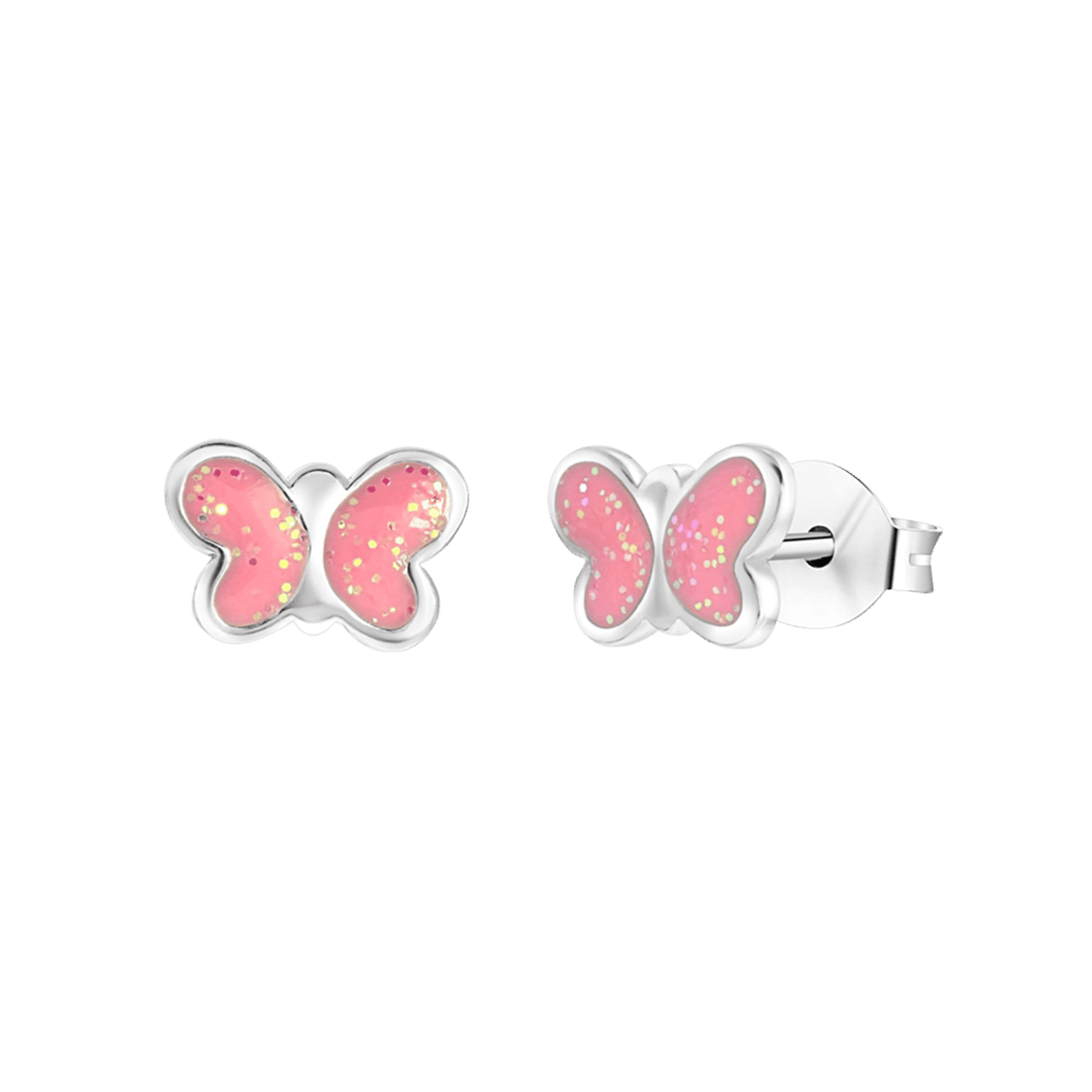 Kinderohrringe, 925 Silber, Schmetterling, Emaille