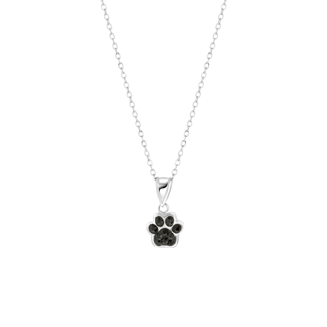 Zilveren kinderketting hanger hondenpoot kristal