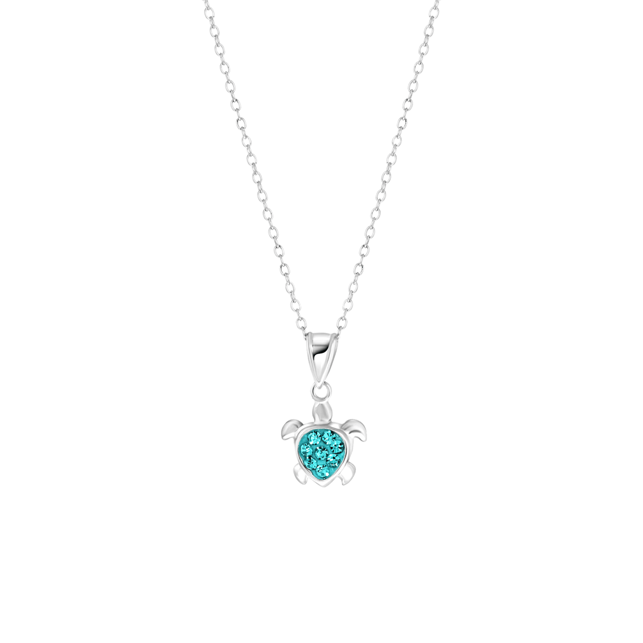 Kinderkette, 925 Silber, Anhänger, Schildkröte, Kristall