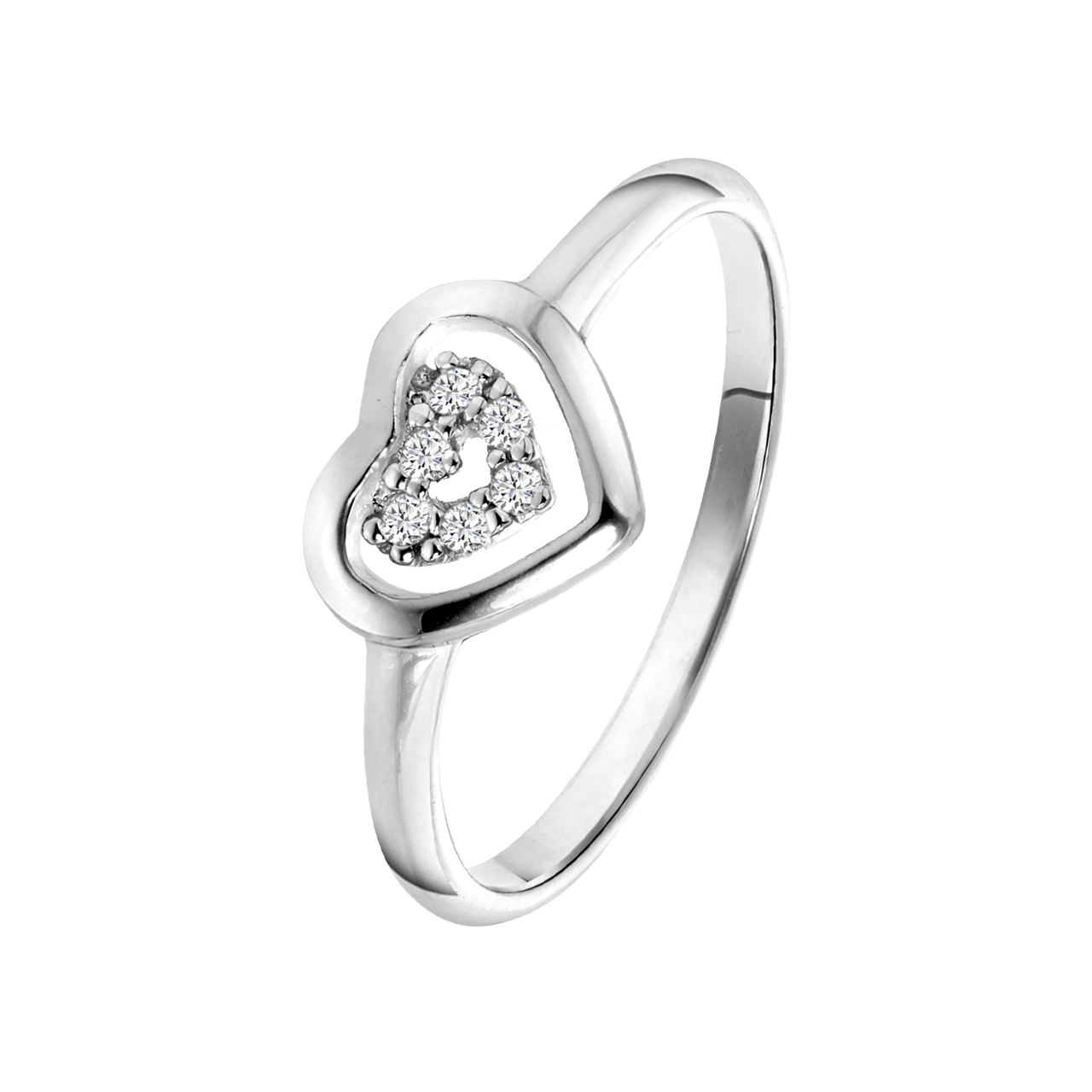 Kinderring, 925 Silber, Herz, Zirkonia