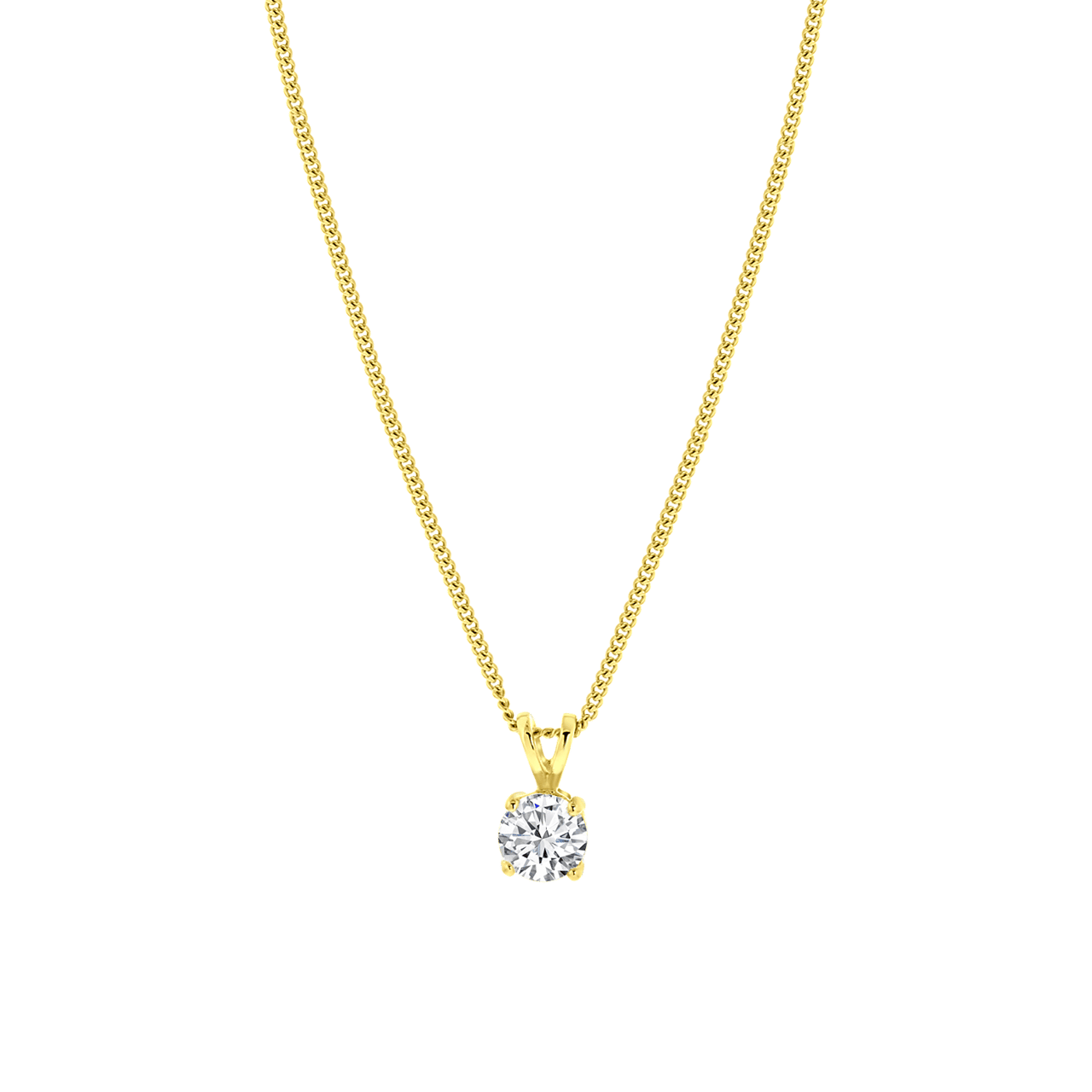 Halskette, 925 Silber, vergoldet, mit Zirkonia 6 mm