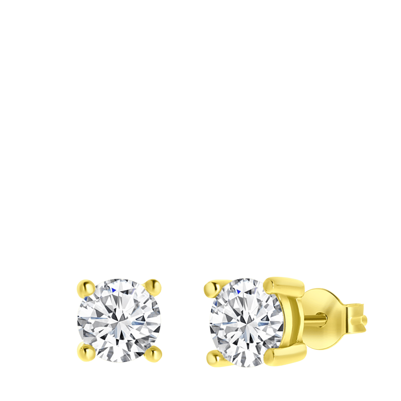 Ohrringe, 925 Silber, vergoldet, Zirkonia 6,5 mm