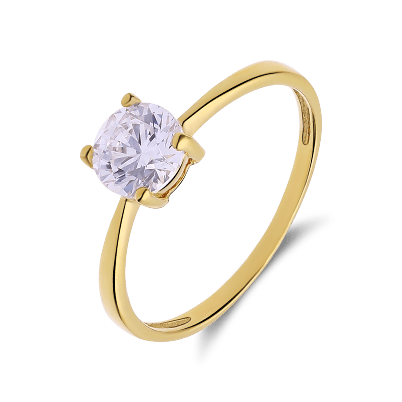 Ring, 925 Silber, vergoldet, mit Zirkonia 6 mm