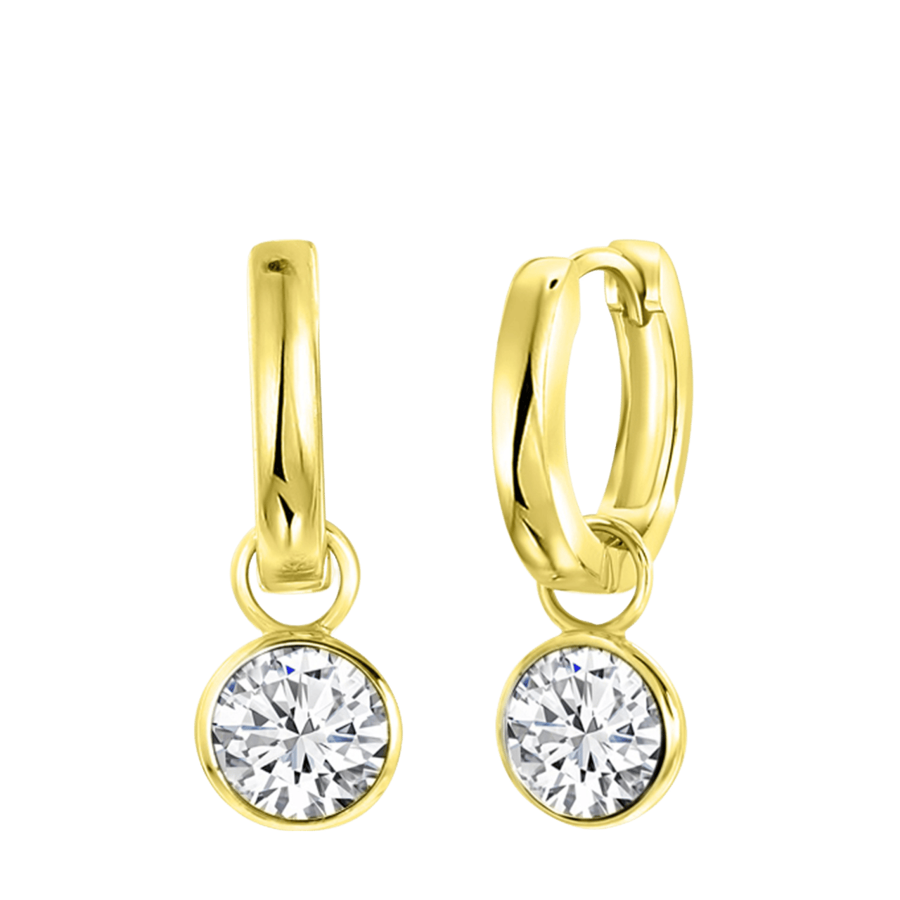 Zilveren goldplated oorringen met hanger met kristal wit voor dames