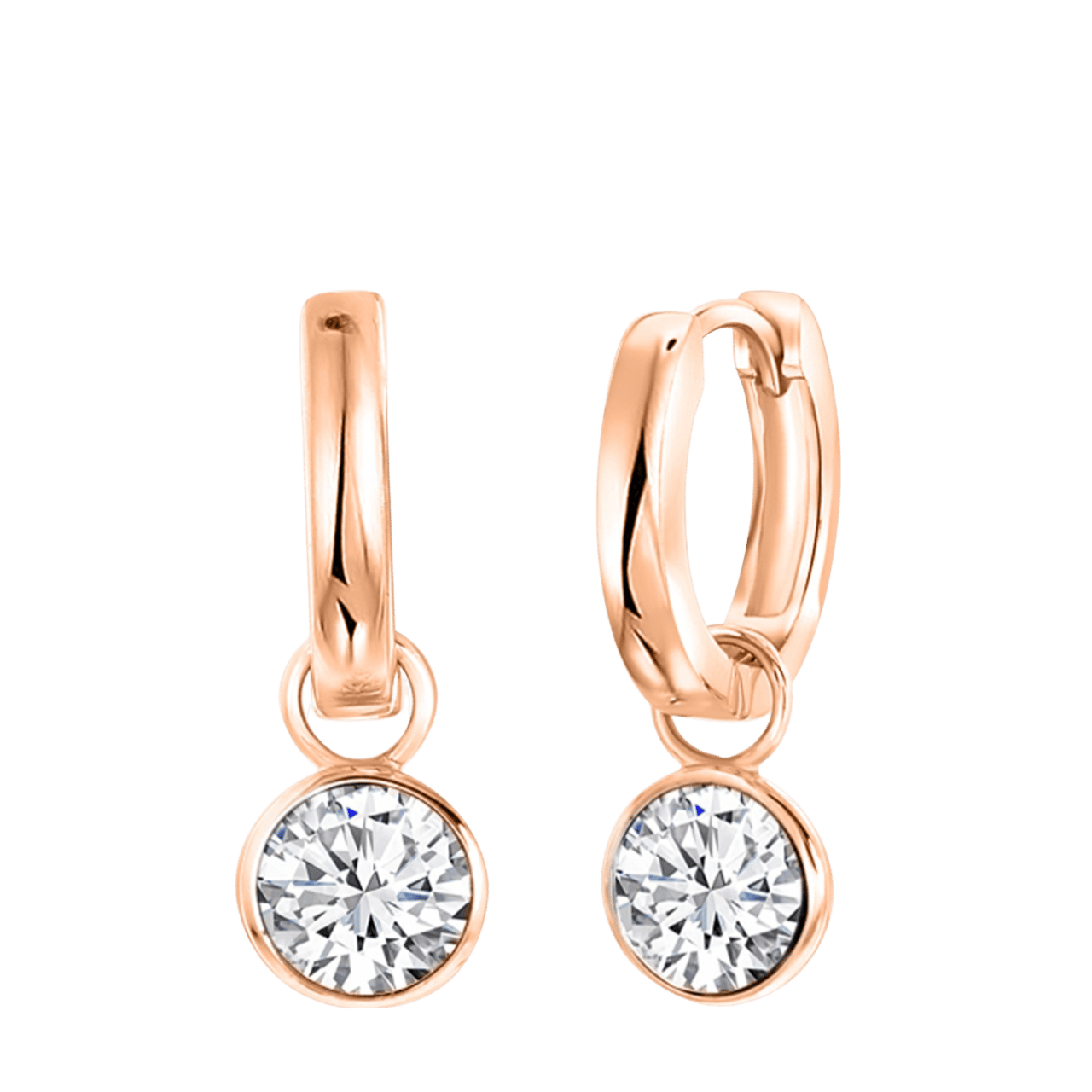 Silberne rosévergoldete Ohrringe mit Swarovski-Kristall für Damen