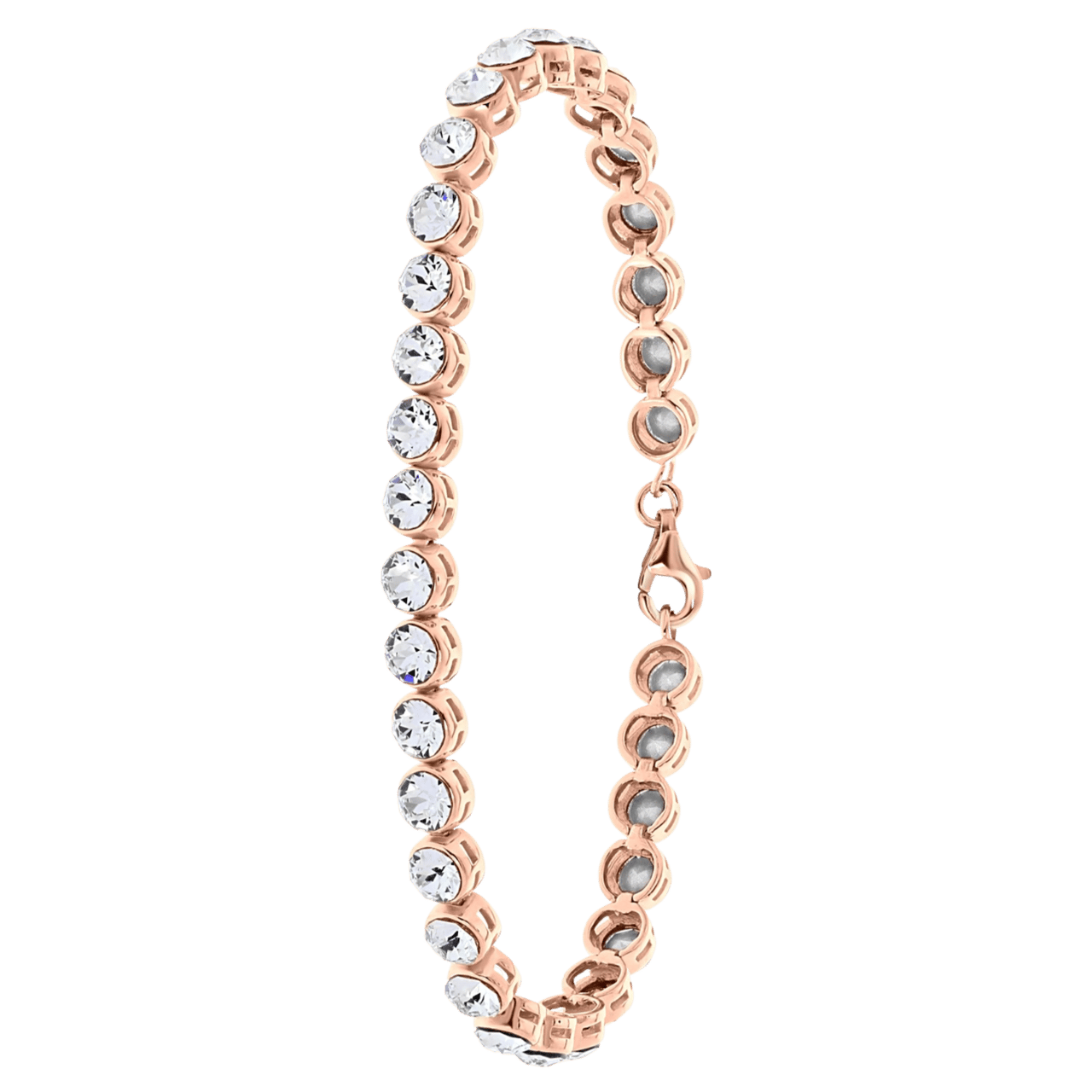 Zilveren roséplated tennisarmband met kristal voor dames