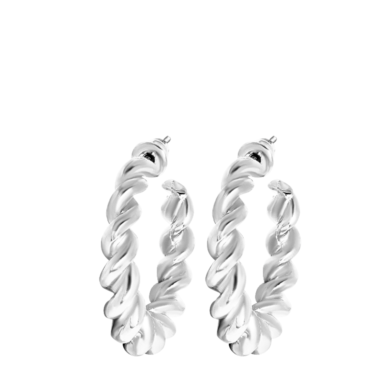 Zilverkleurige bijoux oorringen koord