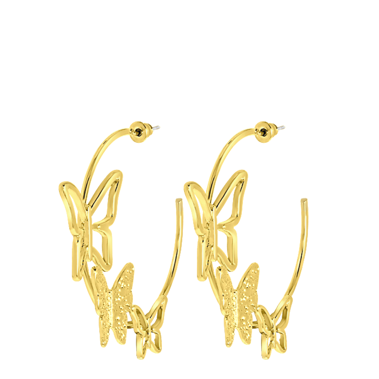 Goldfarbene Bijoux-Ohrringe mit Schmetterlingen