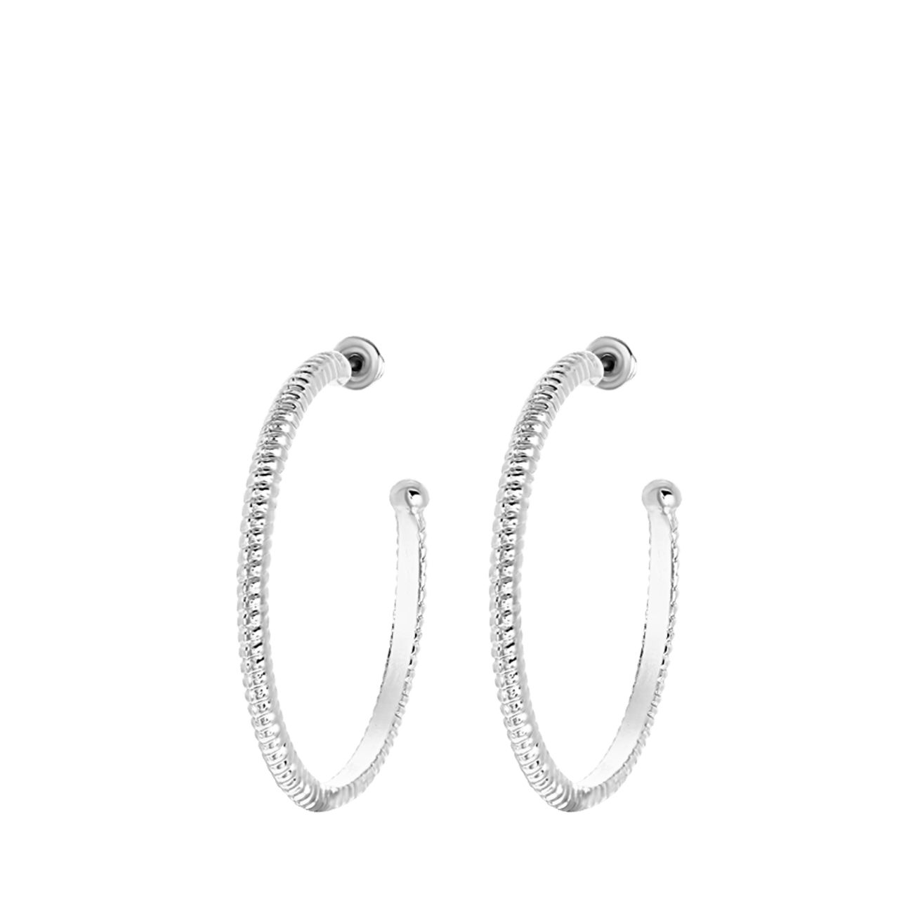 Zilverkleurige bijoux oorringen bewerkt