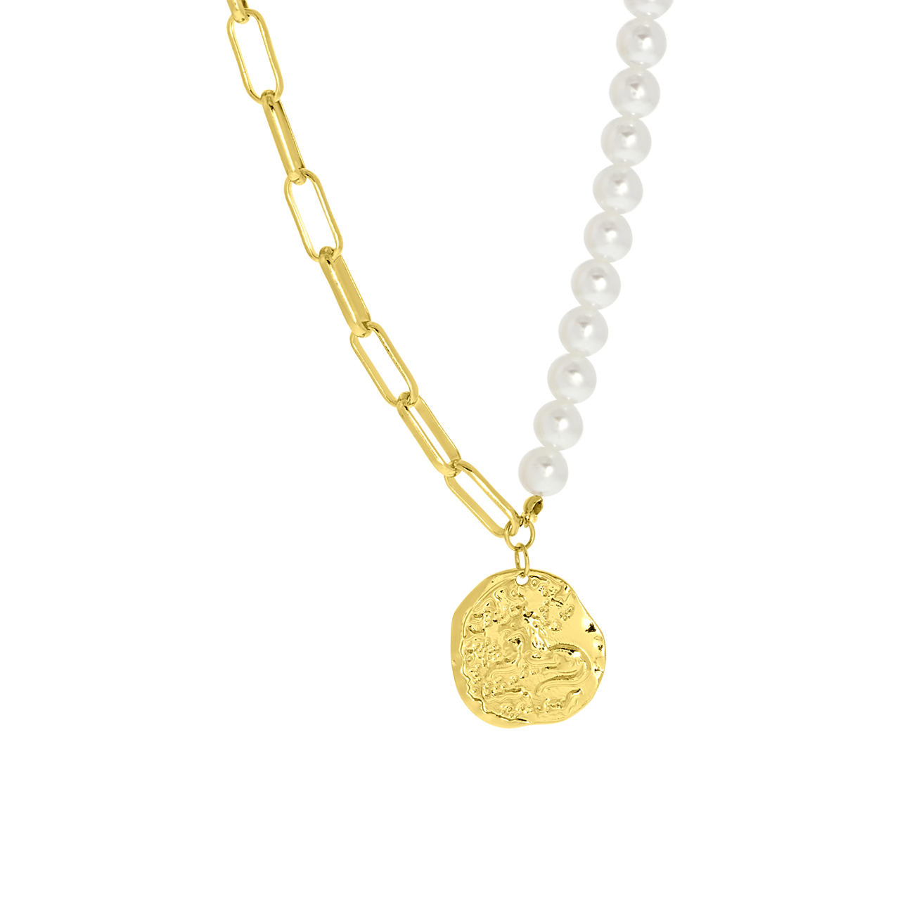 Goudkleurige bijoux ketting met parels