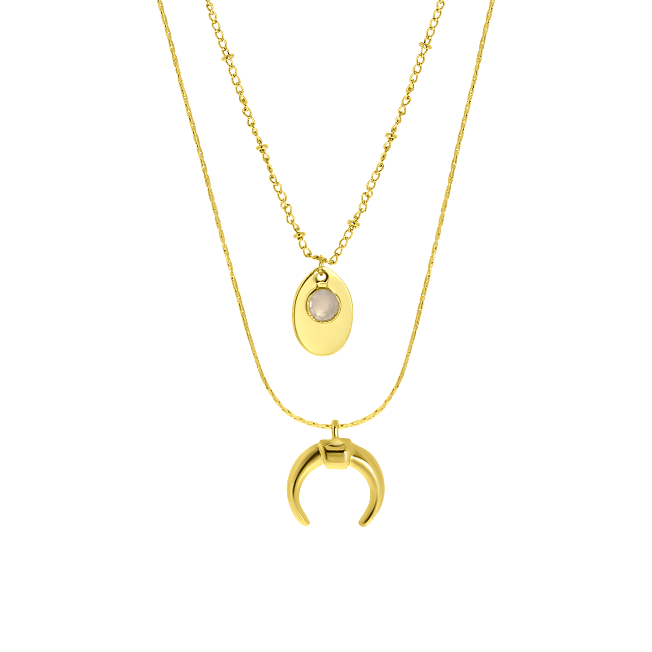 Goudkleurige dubbele bijoux ketting met hangers