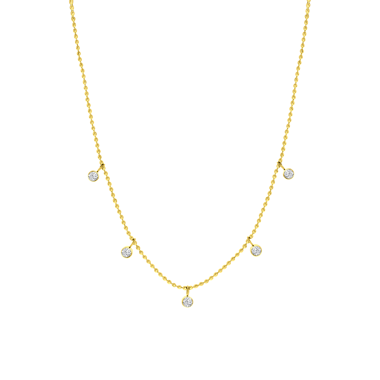Stalen goldplated ketting met hanger met zirkonia voor dames