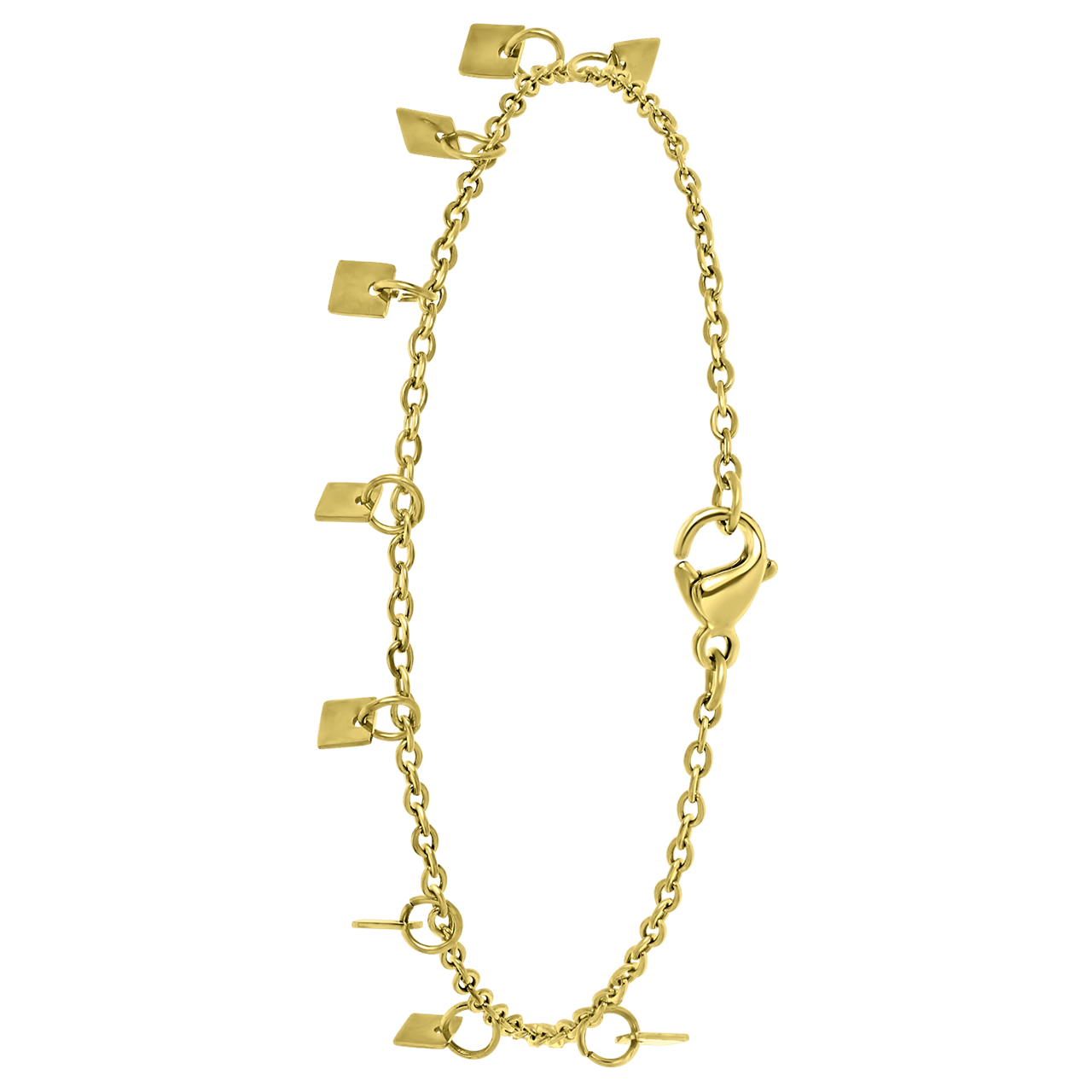 Stalen goldplated fantasiearmband met hanger met hanger voor dames