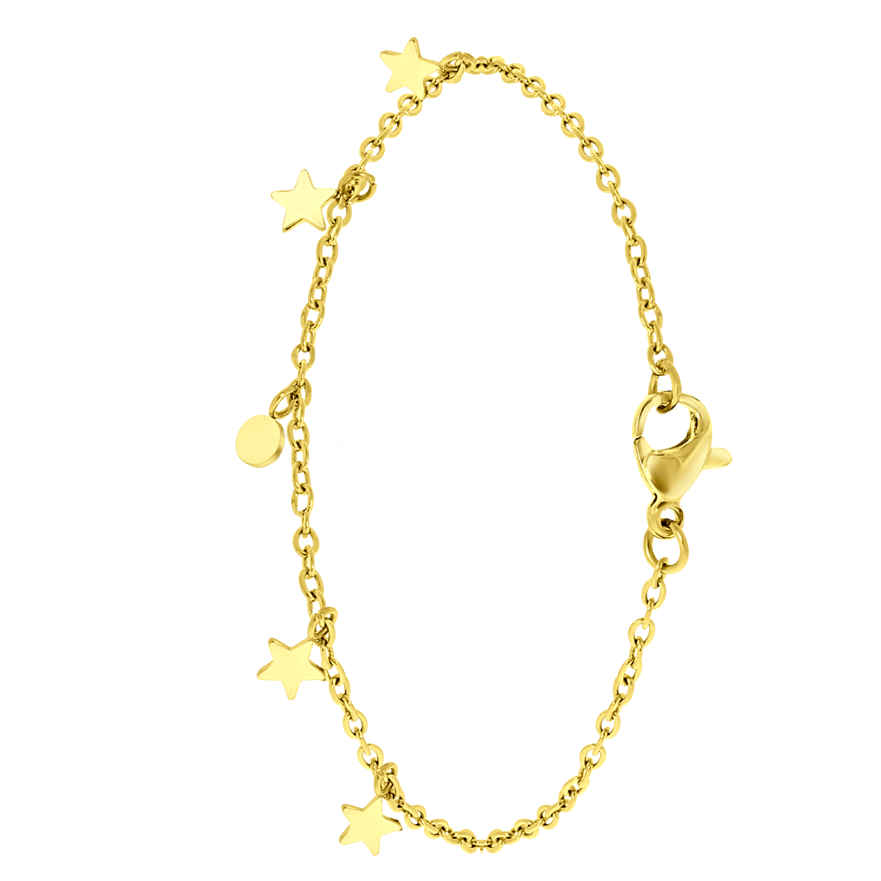 Stainless steel goldplated fantasiearmband ster met hanger voor dames