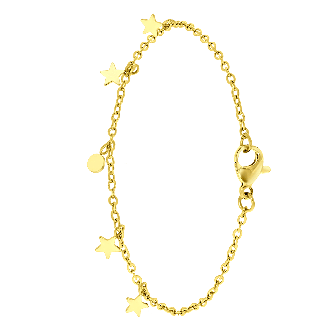 Stalen goldplated fantasiearmband ster met hanger voor dames