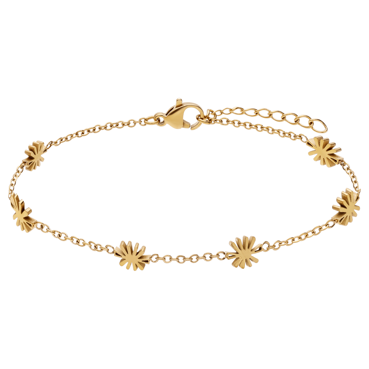 Stalen goldplated fantasiearmband met hanger voor dames