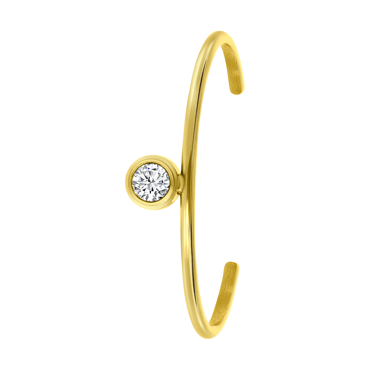 Stainless steel goldplated ring met zirkonia voor dames