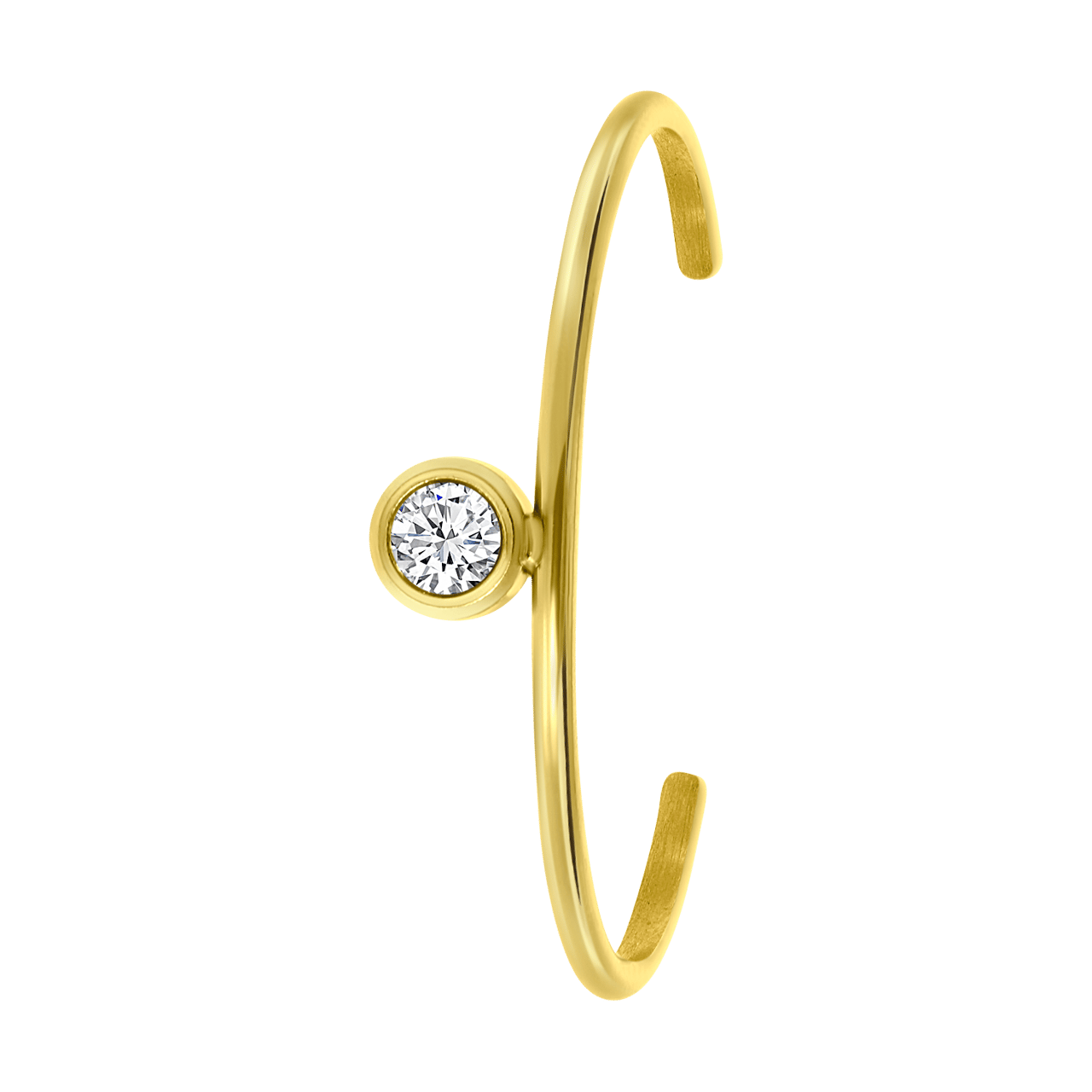 Stalen goldplated ring met zirkonia voor dames